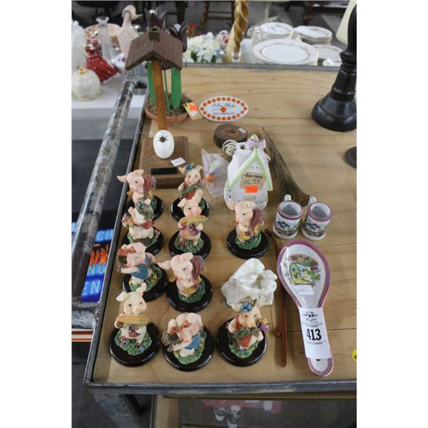 Pig Figurines, Asst. Décor