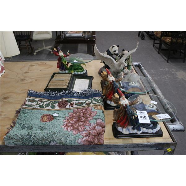 Throw Blanket, Wizard w/Dragon Trays, Animal Figurines, Military Bandages