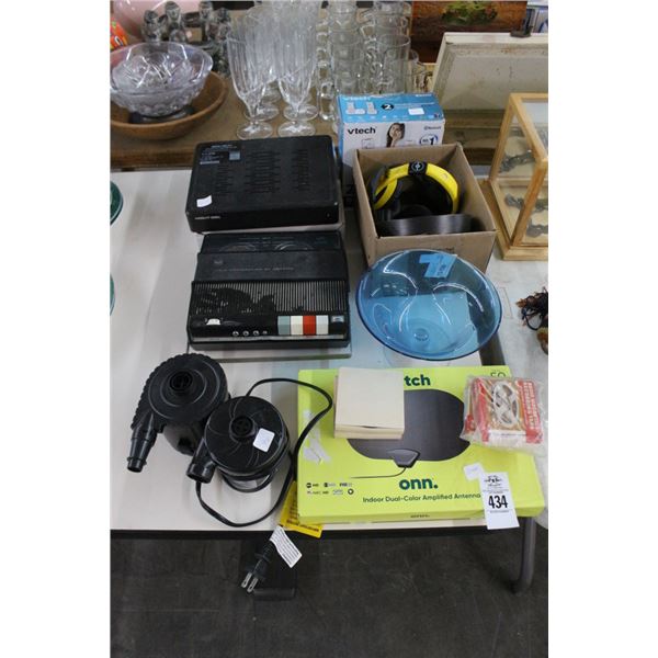 Vintage Tape Recorder, Analog Converter, Headphones, Cordless Phone, Antenna,