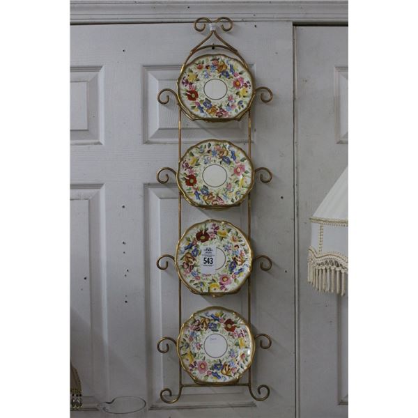 Floral Dishes 4 w/Wall Rack