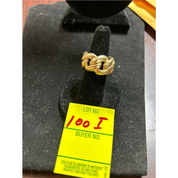 10K Curl Link Solid Yellow Gold Ring 32.6g