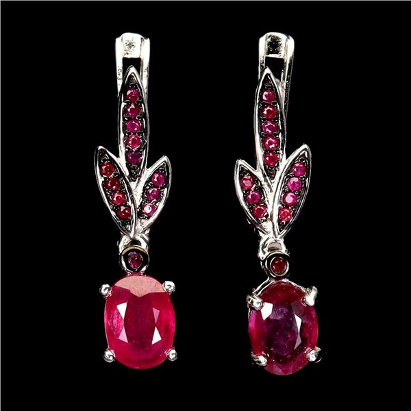 Natural Burma Red Ruby Earrings