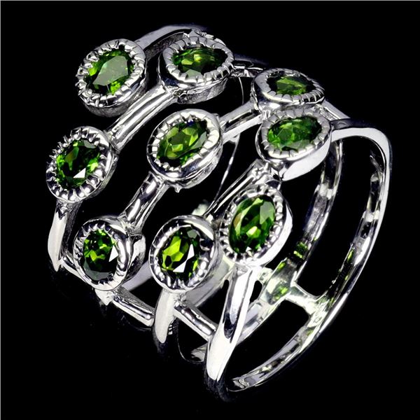 Natural Oval Chrome Diopside Ring