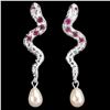 Image 1 : Natural Pearl & Burma Ruby Earrings