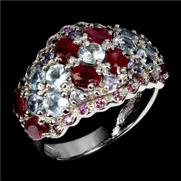 Natural Red Ruby & Tanzanite Ring