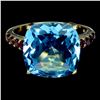 Image 1 : Natural Swiss Blue Topaz Garnet Ring