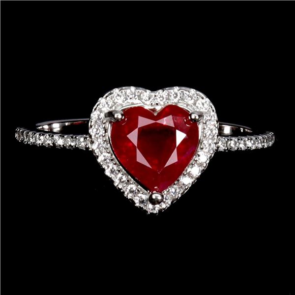 Natural Red Heart Ruby Ring