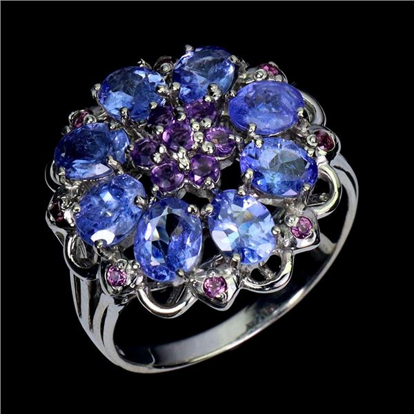 Natural Tanzanite & Amethyst Ring