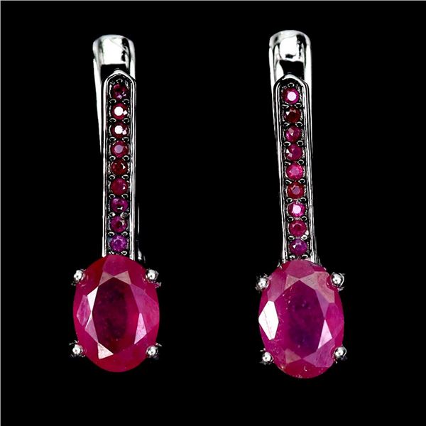Natural Red Ruby Earrings