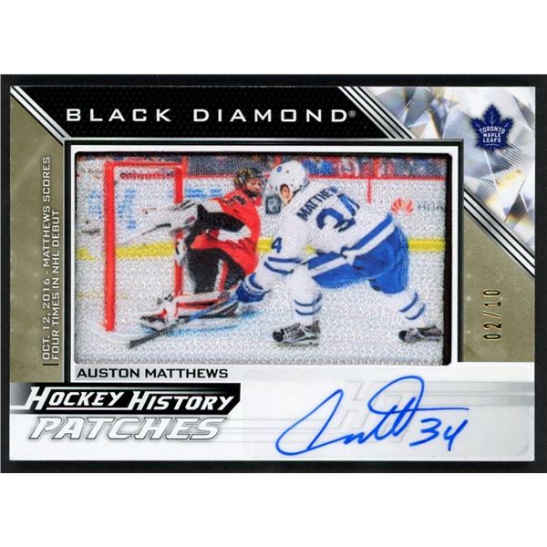 2025-26 Upper Deck Black Diamond Auston Matthews Hockey History Patch Auto #02/10