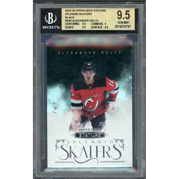 2022-23 Upper Deck Stature Alexander Holtz Splendid Skaters BLACK 1 of 1 - BGS 9.5