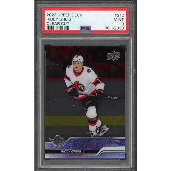 2023-24 Upper Deck Young Guns Clear Cut Ridly Greig - PSA 9