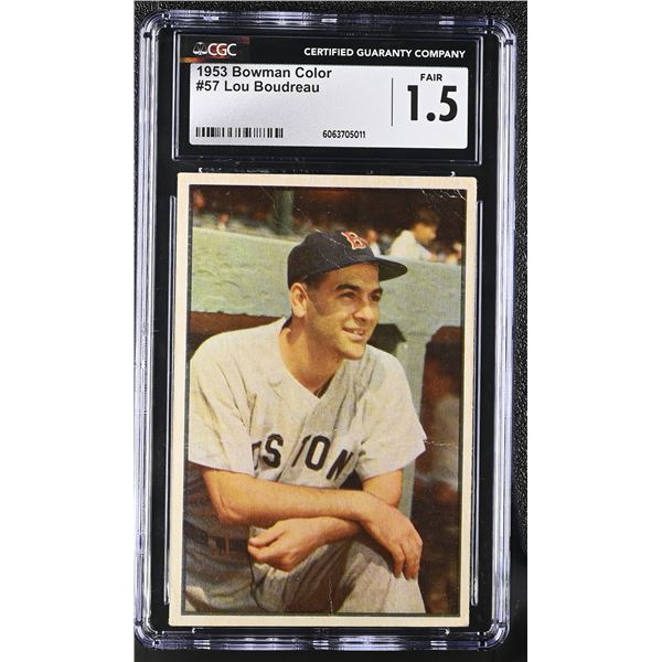 1953 Bowman Color #57 Lou Boudreau (CGC 1.5)