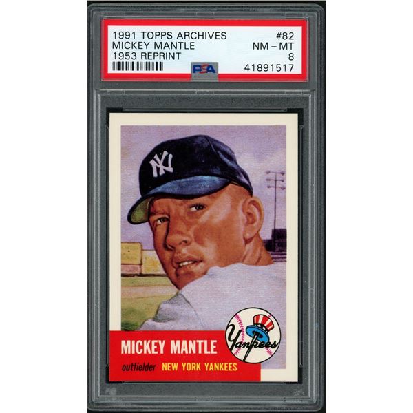 1991 Topps Archives #82 Mickey Mantle 1953 Reprint (PSA 8)