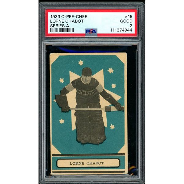 1933-34 O-Pee-Chee “A” #18 Lorne Chabot (PSA 2)