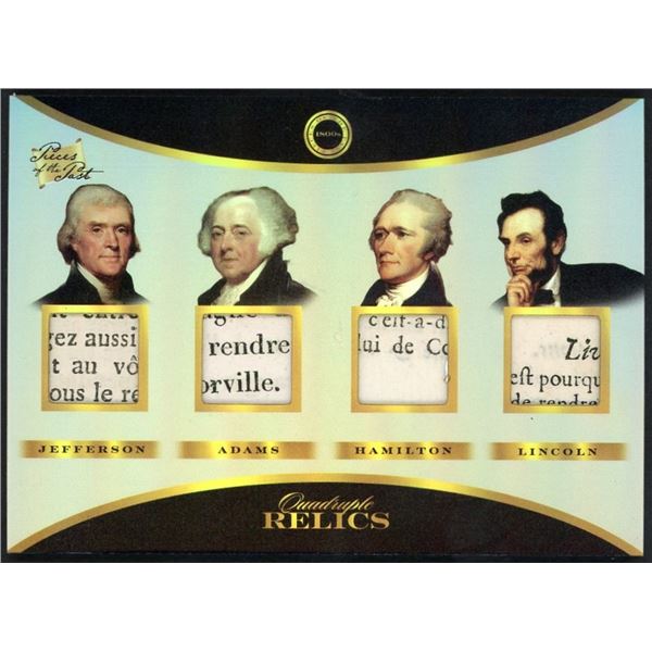 2024 Pieces of the Past 1800's ed Quad Relic feat Jefferson, Hamilton, Adams, Lincoln - NM
