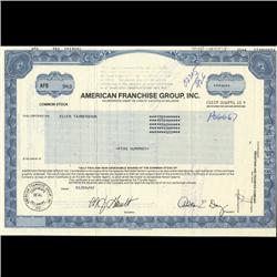 1990s American Franchise Group Stock Certificate Scarce (COI-3457)