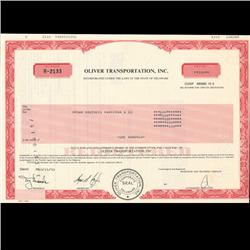 1990s Oliver Transportation Stock Certificate Scarce (COI-3419)