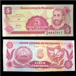 1991 Nicaragua 5 Centavos Crisp Uncirculated Note (CUR-05601)