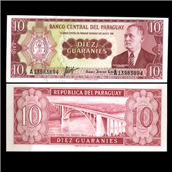 1952 Paraguay 10 Guaranies Note Crisp Uncirculated (CUR-05806)