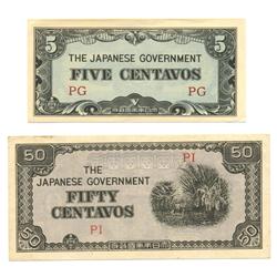 1942 WW2 Japanese Occupation 5 & 50 cent   (COI-1039)