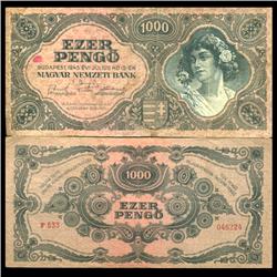 1945 Hungary 1000 Pengo Note Hi Grade Scarce Type 2 (CUR-06117)