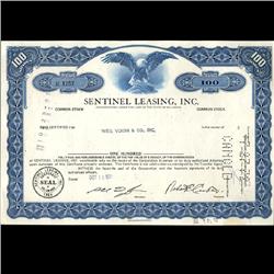 1970s Sentinel Leasing Stock Certificate Scarce Dark Blue (COI-3345)