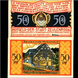 1921 Germany Zeulenroda 50 Pfennig Crisp Uncirculated Note (COI-3983)