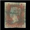 Image 1 : 1841 RARE British 1p Red Victoria Stamp Hi Grade (STM-0056)