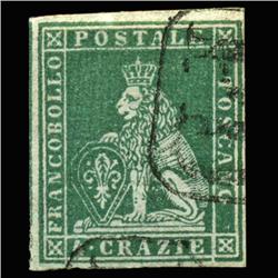 1851 RARE Italy Tuscany 4cr Postal Stamp (STM-0163)