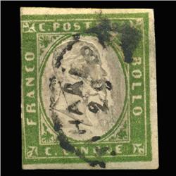 1860 RARE Italy Sardina 5c Postal Stamp Hi Grade (STM-0175)