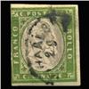 Image 1 : 1860 RARE Italy Sardina 5c Postal Stamp Hi Grade (STM-0175)