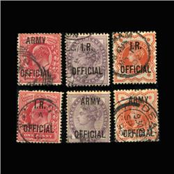 1882-1903 RARE British Official Stamp Set 6 Pieces Hi Grade (STM-0152)