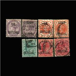1882-1903 RARE British Official Stamp Set 7 Pieces Hi Grade (STM-0154)