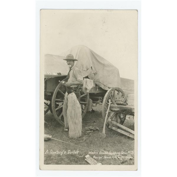 A Cowboy's Toilet AE Brown RPPC Postcard