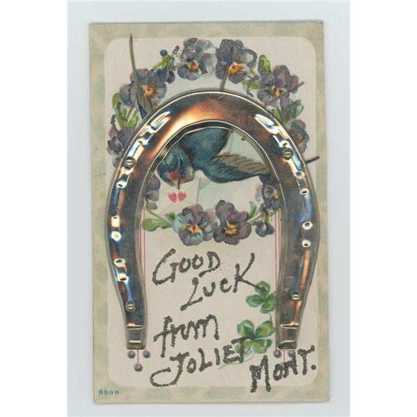 Joliet Montana Horseshoe Good Luck Postcard