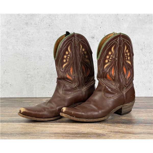 1950s Vintage Acme Inlaid Cowboy Cowgirl Boots