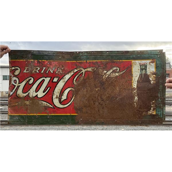 Drink Coca Cola Bottle Embossed Metal Sign