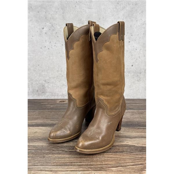 Vintage Two Tone Zodiac Cowgirl Boots