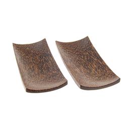 Hand Crafted Sugar Palm Wood Serving Plate Pair (DEC-197)
