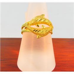 23k Solid Yellow Gold Dolphin Ring 3.8 grams (JEW-1431)