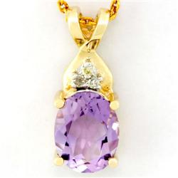 2.66Ct Huge Amethyst & Diamond 9K Gold Pendant (JEW-9077X)