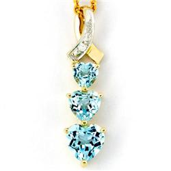 1.65Ct Light Swiss Blue Topaz & Diamond 9K Gold Pendant (JEW-9139X)