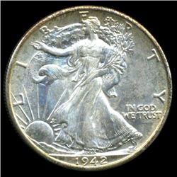1942D Walking Liberty Half Dollar Hi Grade MS63+ Doubled Sun Rays (COI-5957)