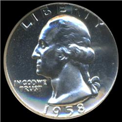 1958 Washington Silver Quarter Proof Graded PR70 With Cameo Feature (COI-6184)