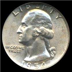 1954 Washington Silver Quarter Graded GEM Scarce Variety (COI-6171)