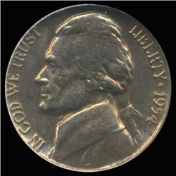 1954 Jefferson Nickel Graded GEM Rainbow Toned FULL STEPS (COI-6210)