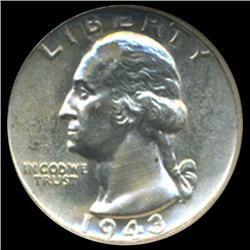 1943S Washington Silver Quarter Graded GEM Rare Error (COI-6195)