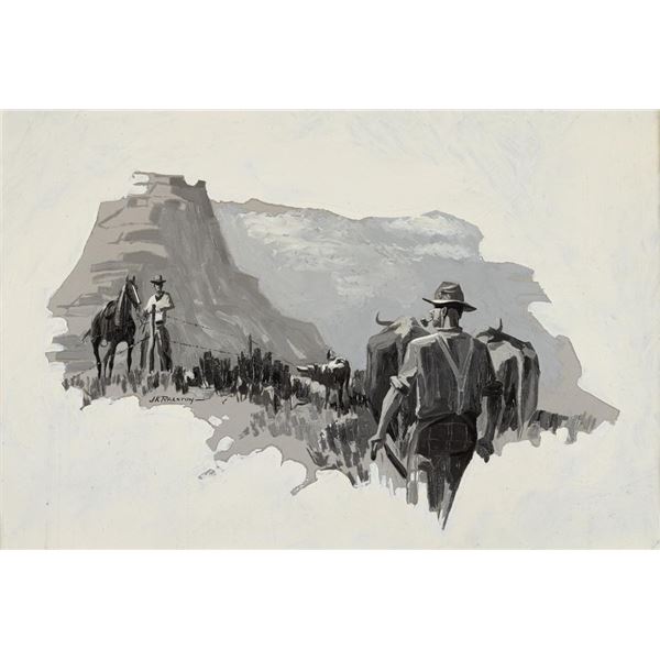 J.K. Ralston, monochromatic oil on board