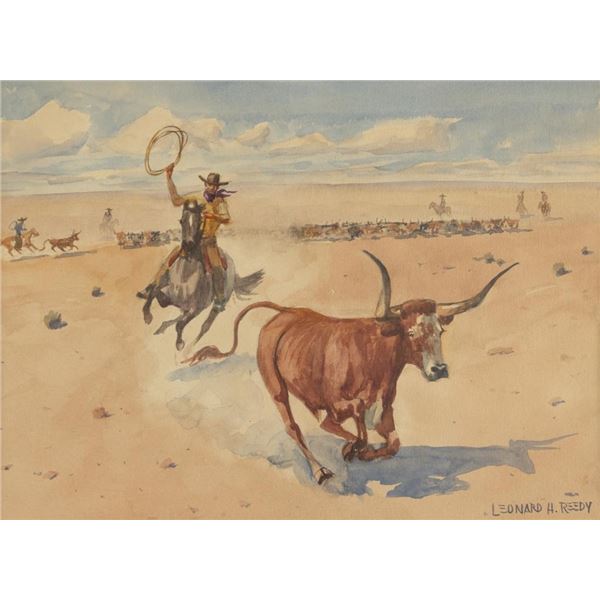 Leonard H. Reedy, three watercolors